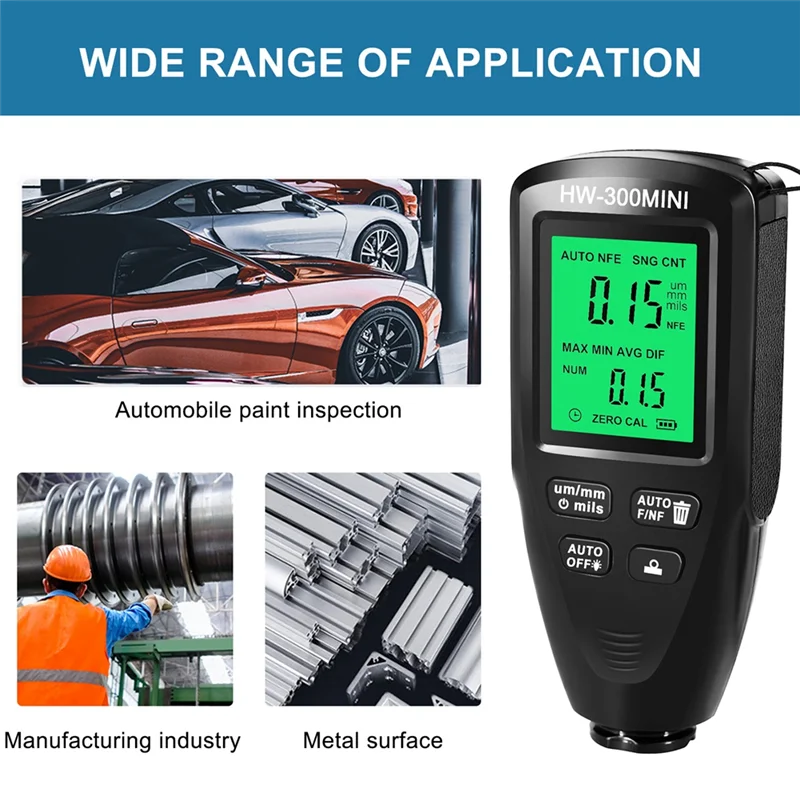 AA88 HW300MINI Digital Thickness Gauge Tester Auto Car Paint Measuring Instrument Paint Layer Measuring Device Tool Black
AA88 HW300MINI Digital Thickness Gauge Tester Auto Car Paint Measuring Instrument Paint Layer Measuring Device Tool Black