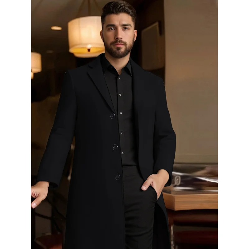 American Style New Men's Solid Color Over-the-Knee Long Coat Simple Elegant Stable Trench Coat Jacket
American Style New Men's Solid Color Over-the-Knee Long Coat Simple Elegant Stable Trench Coat Jacket