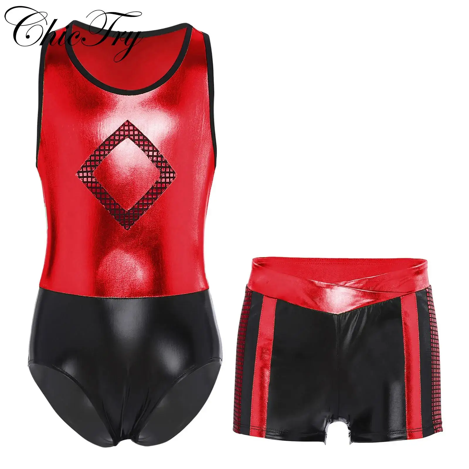 Kids Girls Sports Outfits Sleeveless Metallic Gymnastics Leotard with Wrap Shorts for Jazz Dance Workout Yoga Fitness Dancewear
Kids Girls Sports Outfits Sleeveless Metallic Gymnastics Leotard with Wrap Shorts for Jazz Dance Workout Yoga Fitness Dancewear