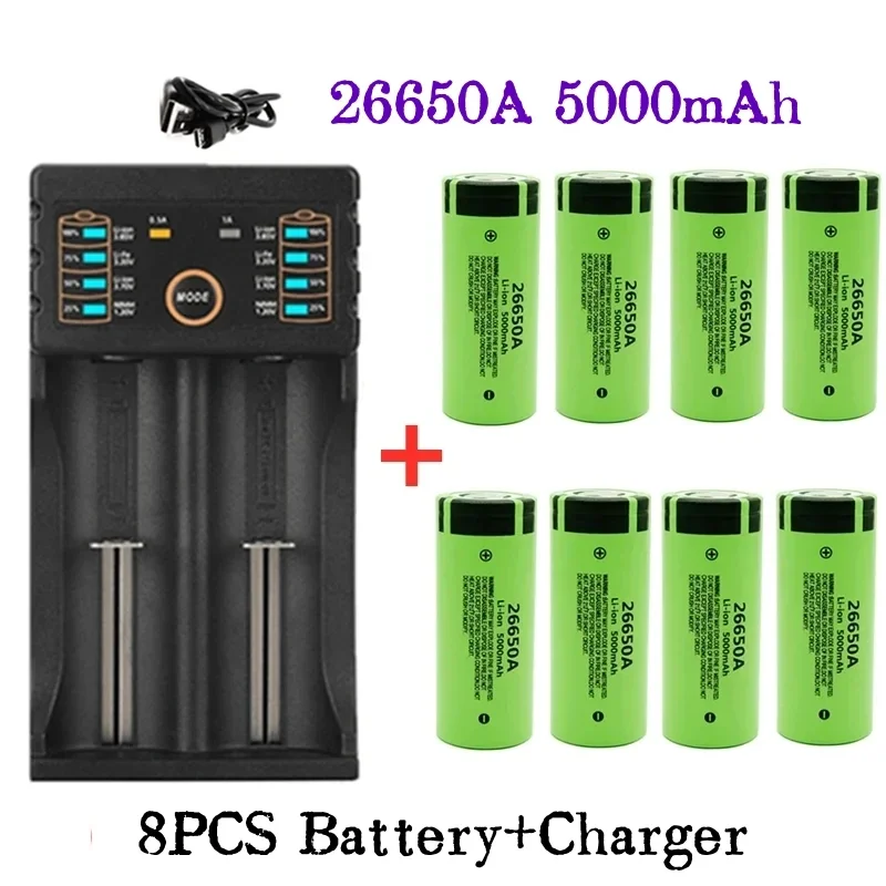 100% New Original high quality 26650 battery 5000mAh 3.7V 50A lithium ion rechargeable battery for 26650A LED flashlight+charger
100% New Original high quality 26650 battery 5000mAh 3.7V 50A lithium ion rechargeable battery for 26650A LED flashlight+charger