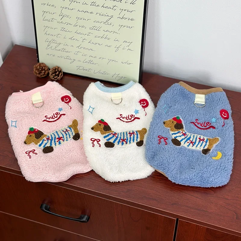 Cute Pet Plush Embroidered Vest Dog Autumn/Winter Velvet Thickened with Traction Ring Small Dog Coat Christmas Clothes Jacket
Cute Pet Plush Embroidered Vest Dog Autumn/Winter Velvet Thickened with Traction Ring Small Dog Coat Christmas Clothes Jacket