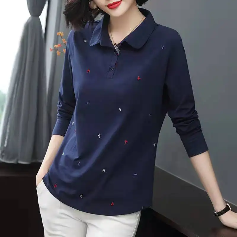 Long Sleeve Print Plus Size Loose T Shirts Spring Autumn New Polo Neck All-match Vintage Tops Tees Casual Office Women Clothing
Long Sleeve Print Plus Size Loose T Shirts Spring Autumn New Polo Neck All-match Vintage Tops Tees Casual Office Women Clothing
