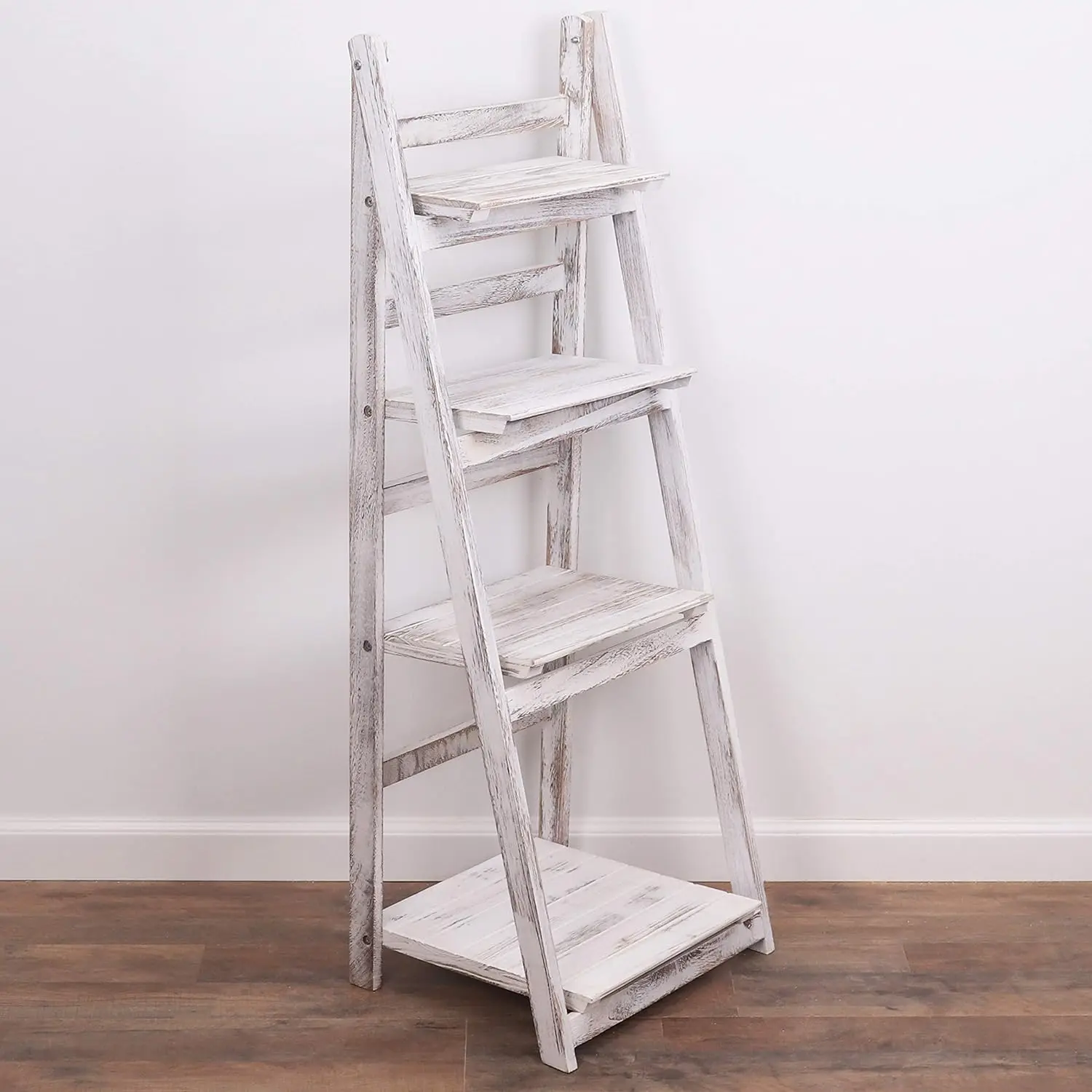 Ladder Shelf - Wooden Leaning Bookshelf - Rustic Folding Bookcase (Distressed White), Customized
Ladder Shelf - Wooden Leaning Bookshelf - Rustic Folding Bookcase (Distressed White), Customized
