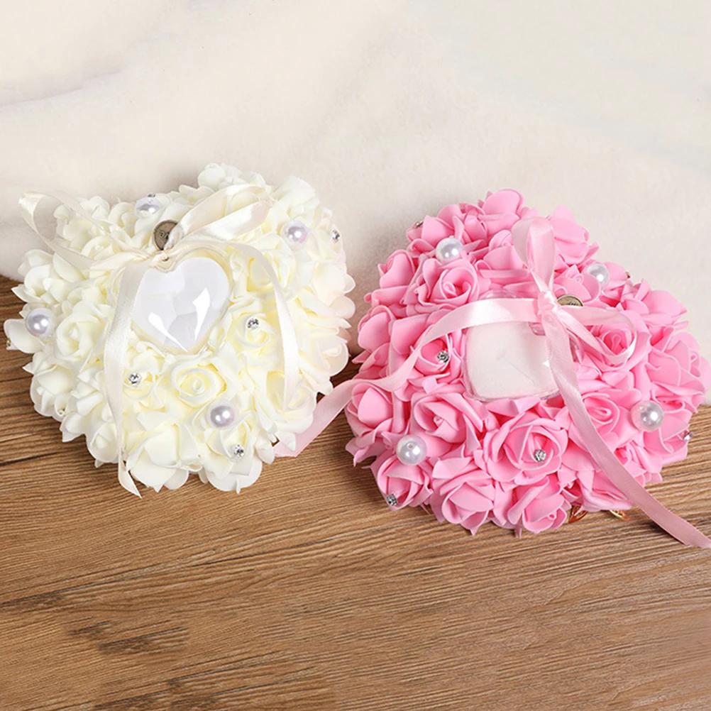 Heart Shaped Wedding Ring Pillow Cushion Bearer Rose Design Decorative Container for Ceremony Engagement Party Home Ornament
Heart Shaped Wedding Ring Pillow Cushion Bearer Rose Design Decorative Container for Ceremony Engagement Party Home Ornament