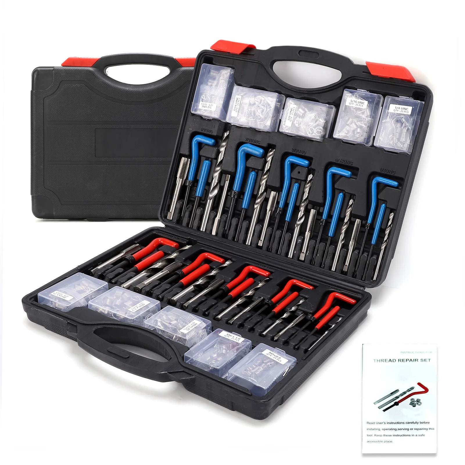 261PCS Helicoid Thread Repair Kit SAE Metric Steel Insert for Automotive Engine M5 M6 M8 M10 M12 1/4 5/16 3/8 7/16 1/2 Inch
261PCS Helicoid Thread Repair Kit SAE Metric Steel Insert for Automotive Engine M5 M6 M8 M10 M12 1/4 5/16 3/8 7/16 1/2 Inch