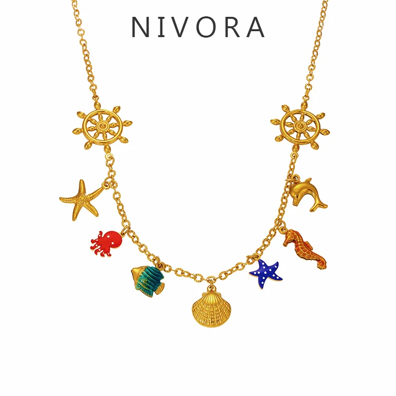 Nivora Exclusive Marine Animal Drop Ocean Style Pendant Stainless Steel Necklace For Women Charm Collarbone Choker Beach Jewelry
Nivora Exclusive Marine Animal Drop Ocean Style Pendant Stainless Steel Necklace For Women Charm Collarbone Choker Beach Jewelry