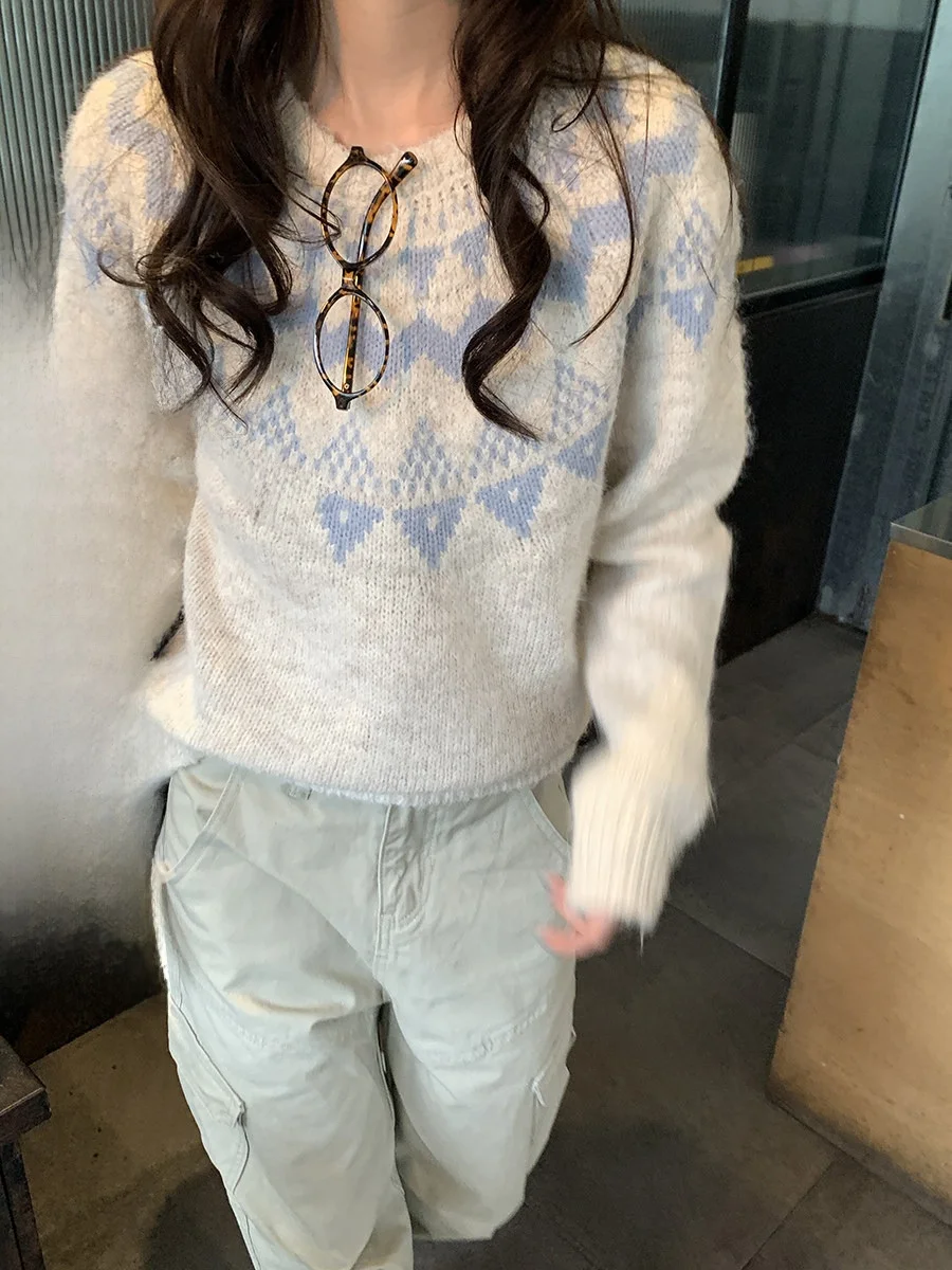 Lazy Style Knitted Sweater round Neck Pullover Fair Isle Pattern Spring 2026 Women's Loose Fit Long Sleeve Knitted Top
Lazy Style Knitted Sweater round Neck Pullover Fair Isle Pattern Spring 2026 Women's Loose Fit Long Sleeve Knitted Top