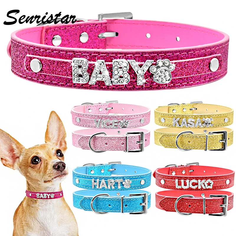 Personalized Bling Letters Name Pet Dog Collar Custom Glitter Rhinestone Name Leather Cat Dog Collar for Small Medium Large Dog
Personalized Bling Letters Name Pet Dog Collar Custom Glitter Rhinestone Name Leather Cat Dog Collar for Small Medium Large Dog
