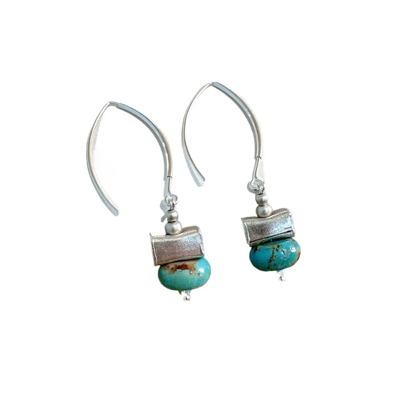 925 Sterling Silver Turquoise Earrings for Women Handmade Chinese Style Retro Irregular Hanging Earrings Jewelry EH269
925 Sterling Silver Turquoise Earrings for Women Handmade Chinese Style Retro Irregular Hanging Earrings Jewelry EH269