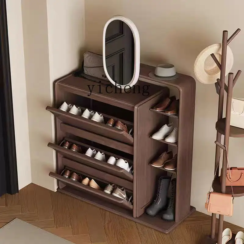 FY Walnut Solid Wood Shoe Cabinet with Mirror for Home Use, Large Capacity Wall-Mounted Shoe Cabinet
FY Walnut Solid Wood Shoe Cabinet with Mirror for Home Use, Large Capacity Wall-Mounted Shoe Cabinet