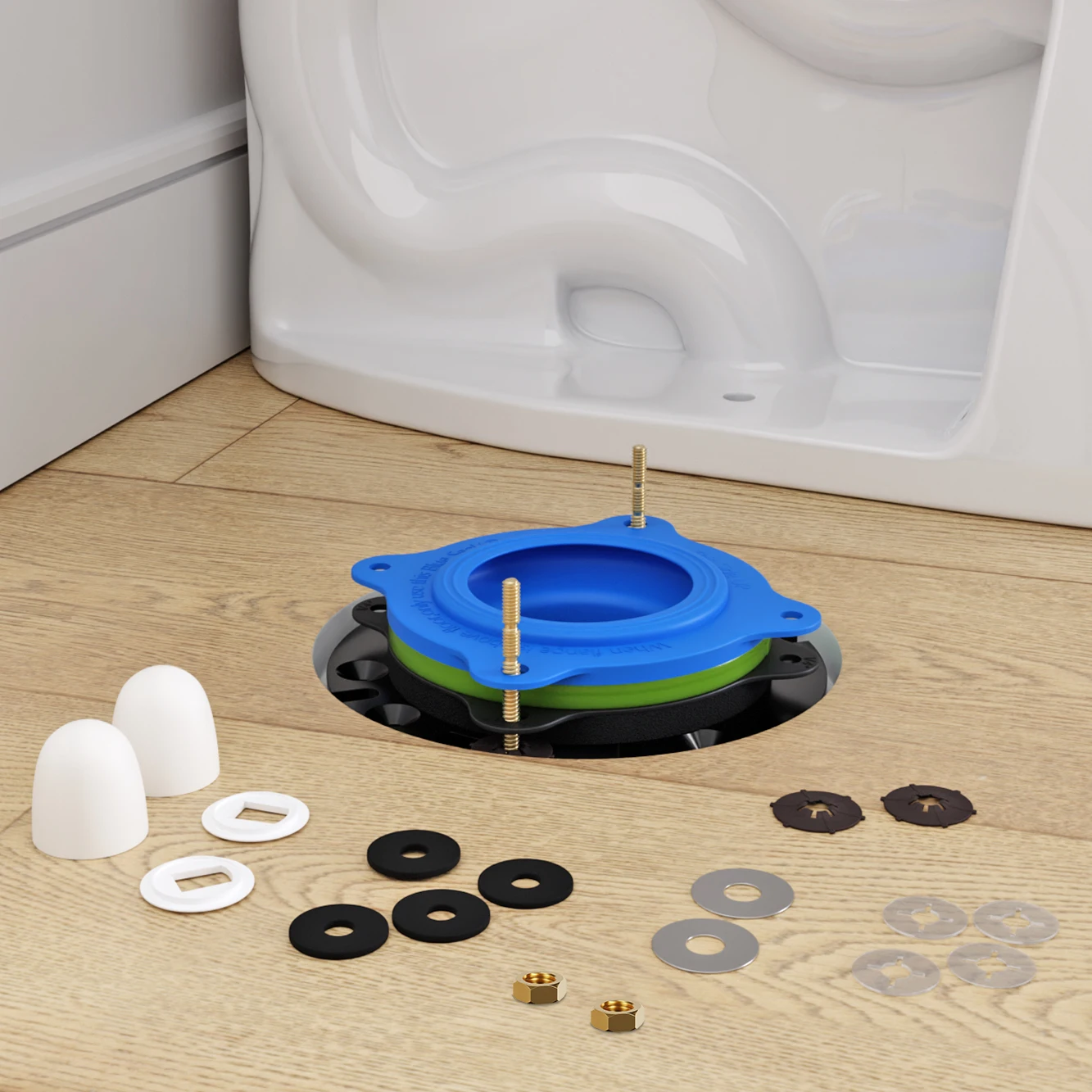 1Pack Toilet Flange Repair Kit, Mess Install, Complete Kit Includes Bolts and Caps, Blue
1Pack Toilet Flange Repair Kit, Mess Install, Complete Kit Includes Bolts and Caps, Blue