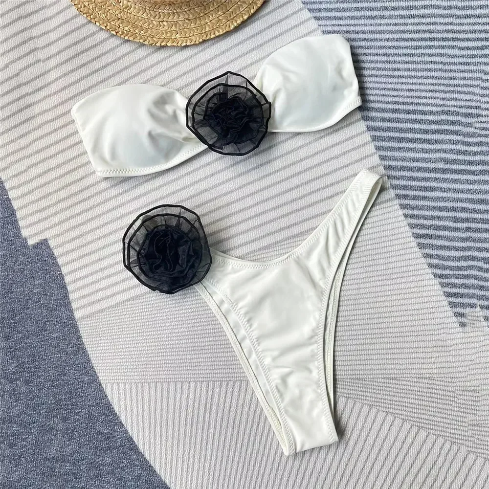 Mesh 3D Flower Bandeau Bikinis Sets Micro Thong Sexy Swimsuit Woman 2025 High Leg Cut Bathing Suit Solid Swimwears Bikini Damen
Mesh 3D Flower Bandeau Bikinis Sets Micro Thong Sexy Swimsuit Woman 2025 High Leg Cut Bathing Suit Solid Swimwears Bikini Damen