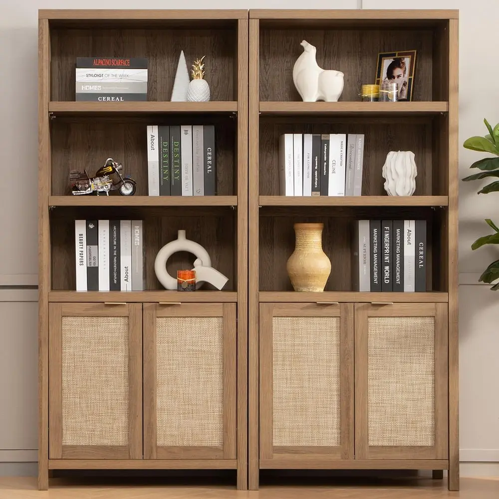 Bookcase 71 Tall Bookshelf 5 Tier Rattan Boho Bookcase with Doors Storage Large Book Case Shelf Farmhouse Bookshelves Library B
Bookcase 71 Tall Bookshelf 5 Tier Rattan Boho Bookcase with Doors Storage Large Book Case Shelf Farmhouse Bookshelves Library B