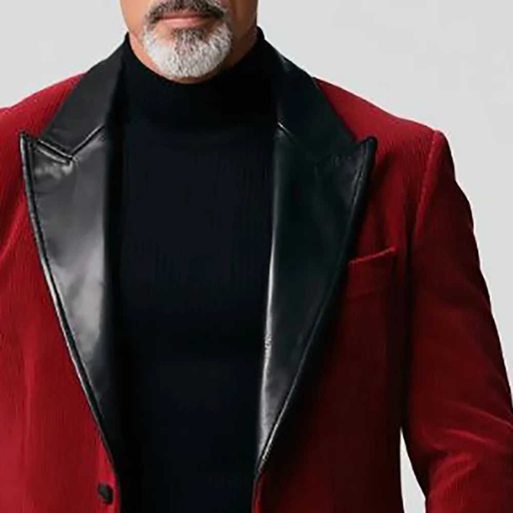 Элегантный красный вельветовый мужской пиджак в стиле пэчворк из искусственной кожи с лацканами, однобортный формальный свадебный вечерний роскошный мужской пиджак для гостей
Элегантный красный вельветовый мужской пиджак в стиле пэчворк из искусственной кожи с лацканами, однобортный формальный свадебный вечерний роскошный мужской пиджак для гостей