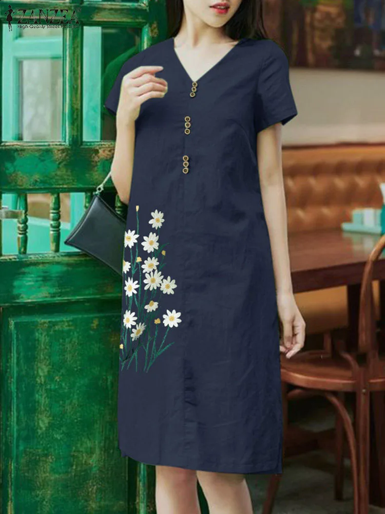 ZANZEA Summer Casual Floral Embroidery Dress Fashion Party Loose Robe Short Sleeve V-Neck Dresses Elegant Holiday Vestidos 2023
ZANZEA Summer Casual Floral Embroidery Dress Fashion Party Loose Robe Short Sleeve V-Neck Dresses Elegant Holiday Vestidos 2023