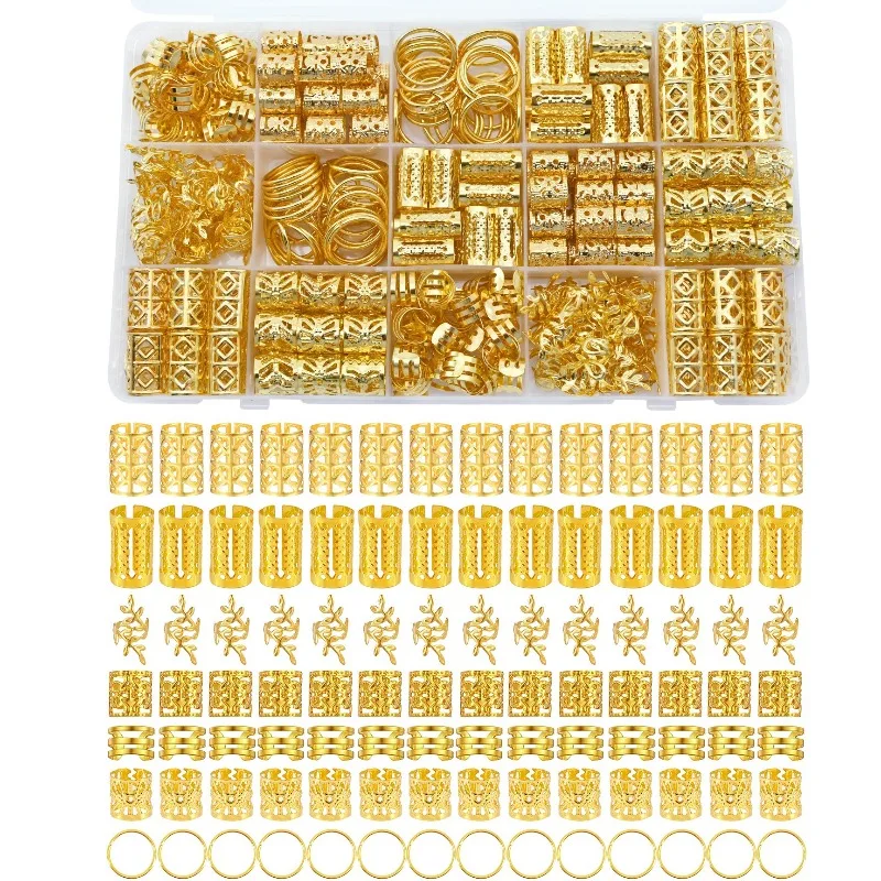 210Pcs Dreadlock Hair Accessories Kit Gold Spring Flower Tubes Hair Rings for Women DIY Braids Dreadlocks High Quality Cute
210Pcs Dreadlock Hair Accessories Kit Gold Spring Flower Tubes Hair Rings for Women DIY Braids Dreadlocks High Quality Cute