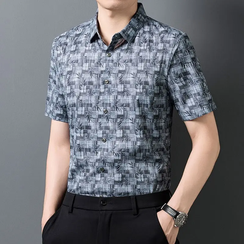 Men Floral Plaid Print Short Sleeve Shirt Turn Down Collar Casual Slim Fit Business Blouse
Men Floral Plaid Print Short Sleeve Shirt Turn Down Collar Casual Slim Fit Business Blouse