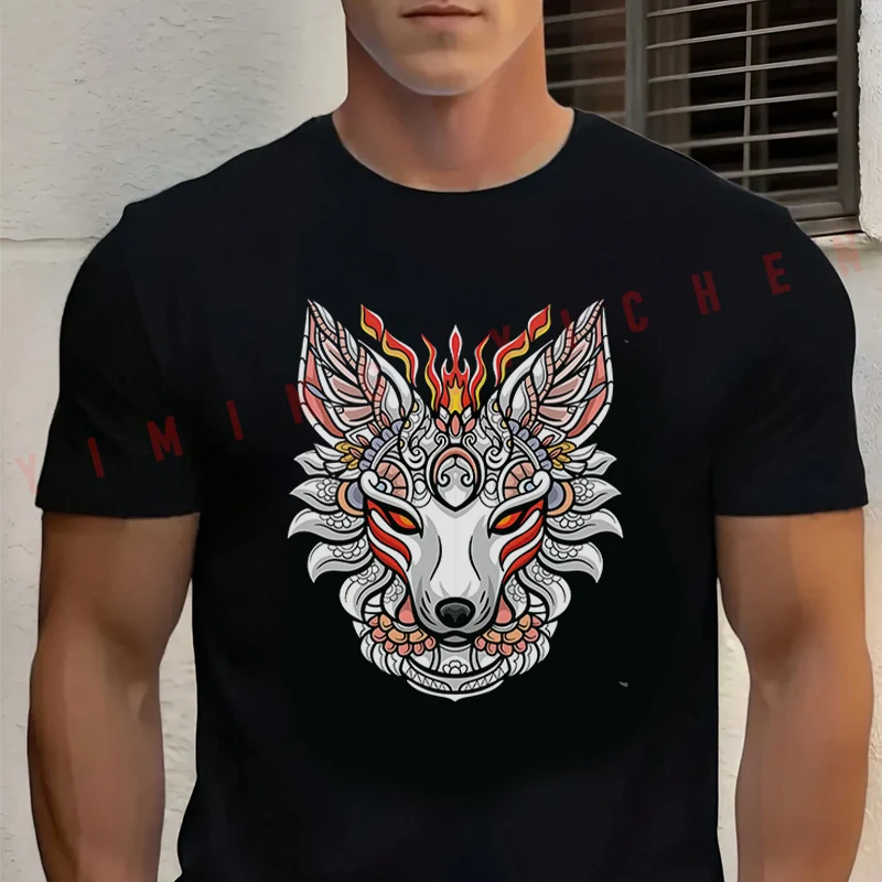 Men's Summer Cotton T-shirt Colorful Kitsune Head Graphic Motorcycle Tee Casual Short-sleeve Motorbike Cycling Top
Men's Summer Cotton T-shirt Colorful Kitsune Head Graphic Motorcycle Tee Casual Short-sleeve Motorbike Cycling Top