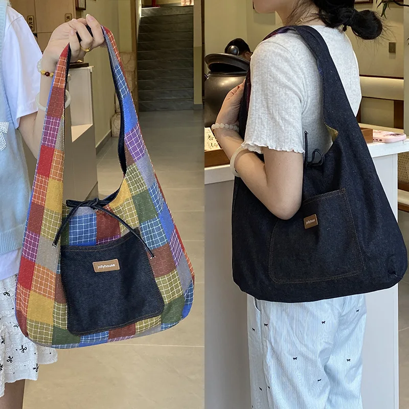 Double Sweet Jelly Color Canvas Bag for Student Girl Fashion Simplicity Plaid Shoulder Bag Causal Portable Large Capacity Bag
Double Sweet Jelly Color Canvas Bag for Student Girl Fashion Simplicity Plaid Shoulder Bag Causal Portable Large Capacity Bag