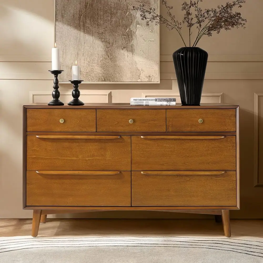 52 Wide Modern Chest with Built-in Drawer Dividers, Wooden Bedroom Furniture, Solid Wood Legs, Adjustable Feet
52 Wide Modern Chest with Built-in Drawer Dividers, Wooden Bedroom Furniture, Solid Wood Legs, Adjustable Feet