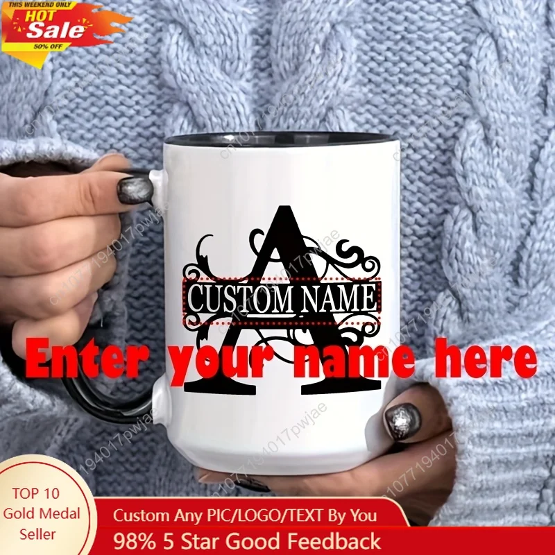 15oz Personalized Ceramic Mug - Custom Name/Text/Logo Elegant Cursive Lettering, Individually Wrapped Heat Transfer Coffee Cu
15oz Personalized Ceramic Mug - Custom Name/Text/Logo Elegant Cursive Lettering, Individually Wrapped Heat Transfer Coffee Cu