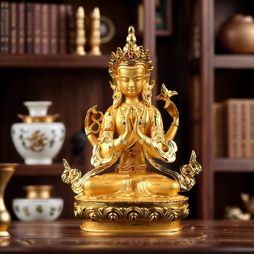 6inch Alloy Metal Gold Plated Buddhist Suppliers Avalokitesvara Bodhisattva Four-Arms Guanyin Tibetan Figure Buddha Statue
6inch Alloy Metal Gold Plated Buddhist Suppliers Avalokitesvara Bodhisattva Four-Arms Guanyin Tibetan Figure Buddha Statue