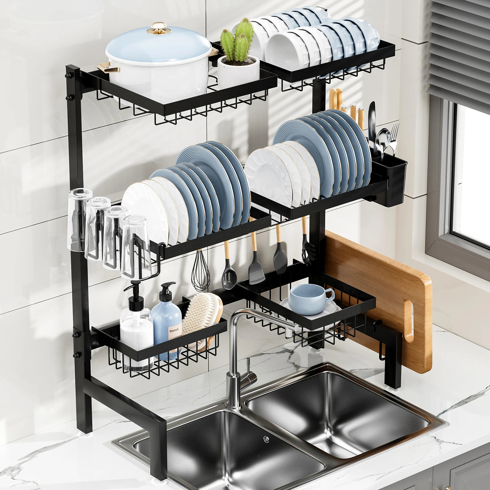 Large-Capacity Multifunctional Kitchen Storage Rack, Dish, Knife and Fork Drying Rack, Width Adjustable Storage Rack
Large-Capacity Multifunctional Kitchen Storage Rack, Dish, Knife and Fork Drying Rack, Width Adjustable Storage Rack