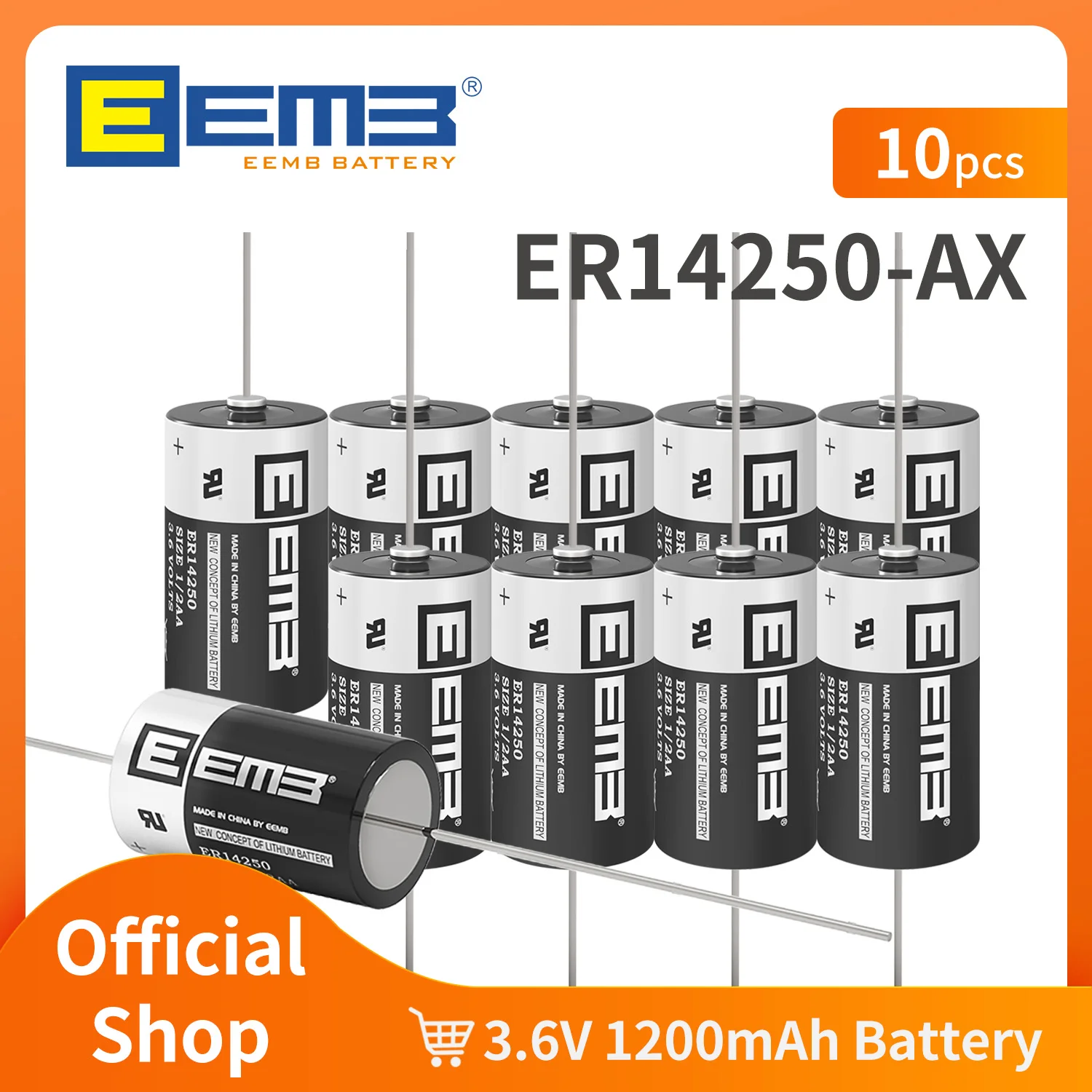10 шт. литиевая батарея EEMB ER14250-AX с штифтом оси оси er14250 3,6 В 1/2 AA 1200 мАч Li-SOCl2 настраиваемая батарея
10 шт. литиевая батарея EEMB ER14250-AX с штифтом оси оси er14250 3,6 В 1/2 AA 1200 мАч Li-SOCl2 настраиваемая батарея