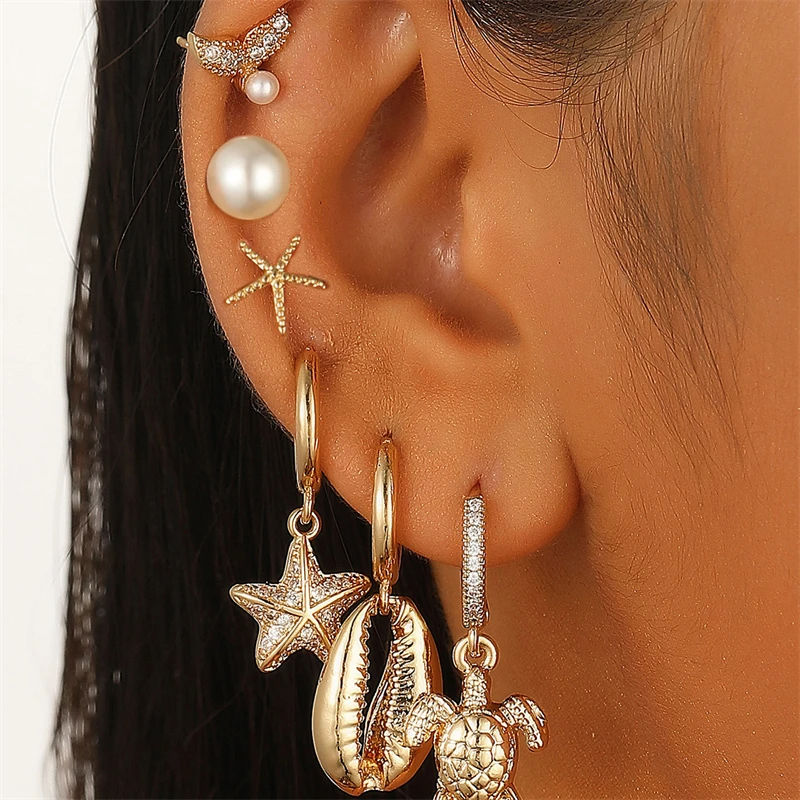 5-6Pcs/Set Trendy Blue Irregular Stone Starfish Seahorse Dangle Earring For Women Ocean Style Turtle Conch Earring Beach Jewelry
5-6Pcs/Set Trendy Blue Irregular Stone Starfish Seahorse Dangle Earring For Women Ocean Style Turtle Conch Earring Beach Jewelry
