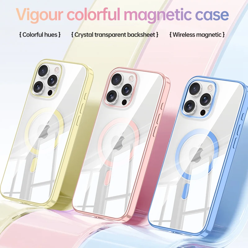 Magnetic Clear Phone Case For iPhone 17 Pro Max 17 Air 16 Pro Max Colorful Edge Shockproof Transparent Back Cover
Magnetic Clear Phone Case For iPhone 17 Pro Max 17 Air 16 Pro Max Colorful Edge Shockproof Transparent Back Cover