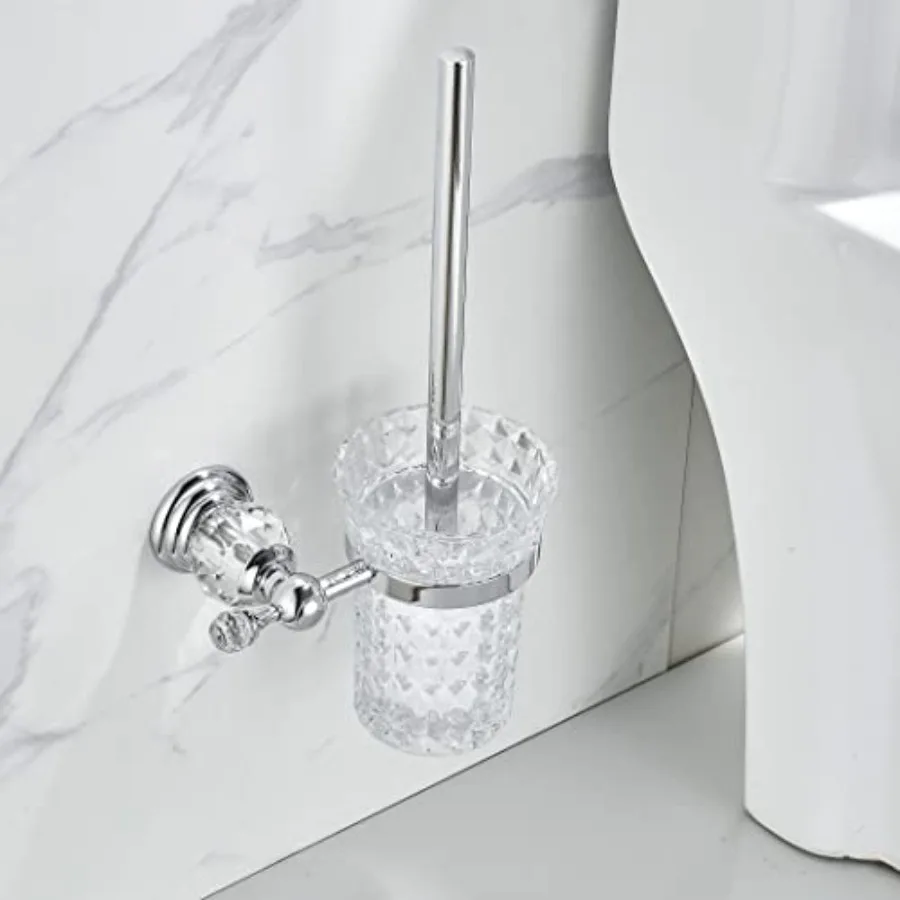 Crystal Toilet Brush Holder Toilet Cup Set with Polished Silver Brush Handle Wall Mounted for Bathroom - Decorative Design Spac
Crystal Toilet Brush Holder Toilet Cup Set with Polished Silver Brush Handle Wall Mounted for Bathroom - Decorative Design Spac