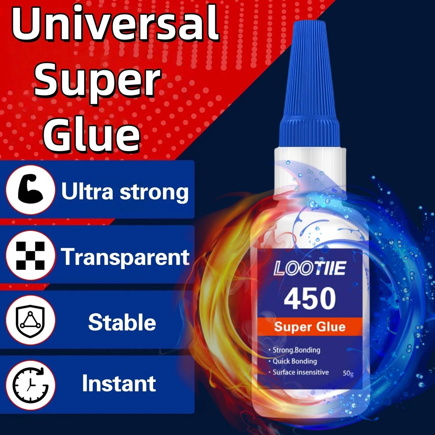 50g (1.76oz) Multi-Purpose Super Glue - Transparent Strong Adhesive for Plastic, Wood, Metal, Crafts & Repairs, Instant Bond, Fa
50g (1.76oz) Multi-Purpose Super Glue - Transparent Strong Adhesive for Plastic, Wood, Metal, Crafts & Repairs, Instant Bond, Fa