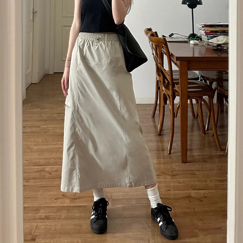 American Retro Cargo Skirt for Women Summer Drawstring Design High Waist Mid-Length Skirt Woman Y2K Streetwear Pocket Skirts
American Retro Cargo Skirt for Women Summer Drawstring Design High Waist Mid-Length Skirt Woman Y2K Streetwear Pocket Skirts