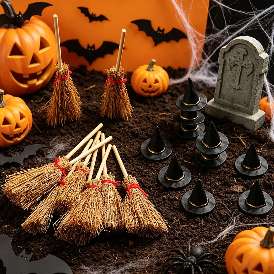 20pcs/set Mini Witch Hats and Brooms Cake Toppers Halloween Mini Wizard Hats Cake Decorations Wedding Birthday Party DIY Crafts
20pcs/set Mini Witch Hats and Brooms Cake Toppers Halloween Mini Wizard Hats Cake Decorations Wedding Birthday Party DIY Crafts