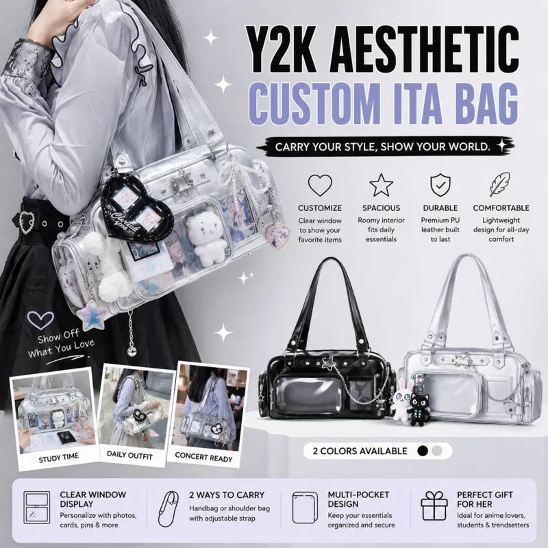Lolita Itabag Star Y2K Transparent Itabag Anime Chain Harajuku Shoulder Bag Blue Crossbody Pin Display Bag For Concert Fans New
Lolita Itabag Star Y2K Transparent Itabag Anime Chain Harajuku Shoulder Bag Blue Crossbody Pin Display Bag For Concert Fans New