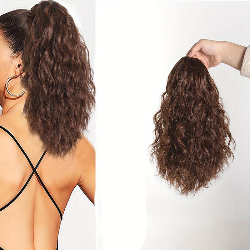 Women's long curly hair wig with high ponytail and tie-back style, realistic look
Women's long curly hair wig with high ponytail and tie-back style, realistic look