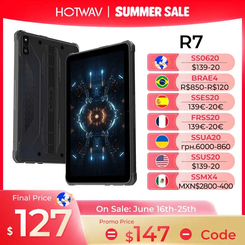 Прочный планшет HOTWAV R7 Android 13 10,1 дюйма HD + 15600 мАч ipad 12 ГБ (6 + 6) 256 ГБ 16 МП + 16 МП TG обратная зарядка 20 Вт оригинал
Прочный планшет HOTWAV R7 Android 13 10,1 дюйма HD + 15600 мАч ipad 12 ГБ (6 + 6) 256 ГБ 16 МП + 16 МП TG обратная зарядка 20 Вт оригинал