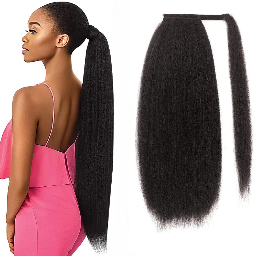 Synthetic Long Yaki Straight Ponytail for Women 24 Inches Wrap Around Magic Paste Clip in Thick Kinky Straight hair Extension
Synthetic Long Yaki Straight Ponytail for Women 24 Inches Wrap Around Magic Paste Clip in Thick Kinky Straight hair Extension