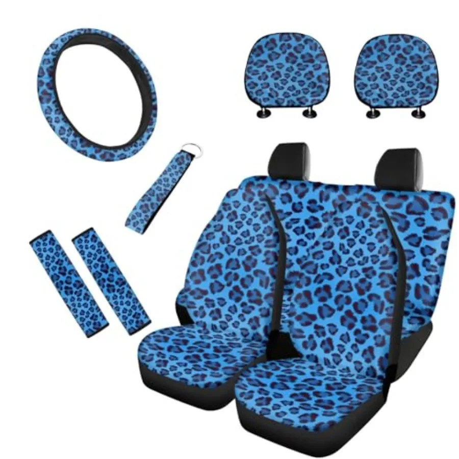 Anti-Slip Blue Leopard Print Car Seat Cover Full Set with Headrest Cover Steering Wheel Cover Lanyards Key Ring Seat Belt Pads
Anti-Slip Blue Leopard Print Car Seat Cover Full Set with Headrest Cover Steering Wheel Cover Lanyards Key Ring Seat Belt Pads