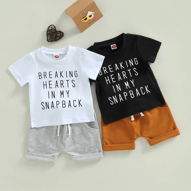 Baby Boys Summer 2pcs Outfits Letter Print Short Sleeve T-shirt and Stretch Casual Drawstring Shorts Set
Baby Boys Summer 2pcs Outfits Letter Print Short Sleeve T-shirt and Stretch Casual Drawstring Shorts Set