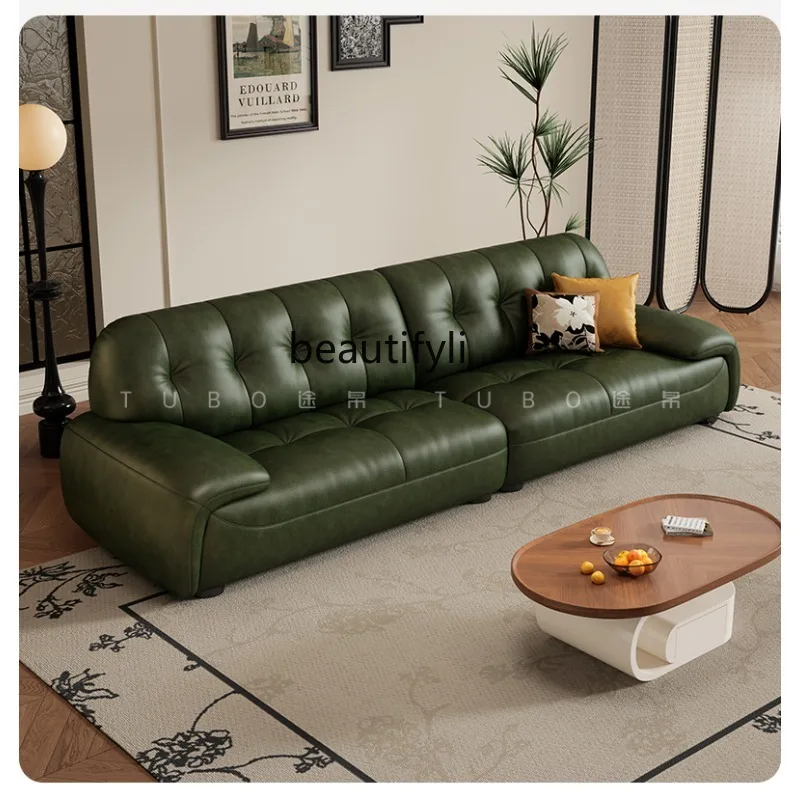 Leather sofa antique living room oil wax first layer cowhide French wide seat deep straight row
Leather sofa antique living room oil wax first layer cowhide French wide seat deep straight row