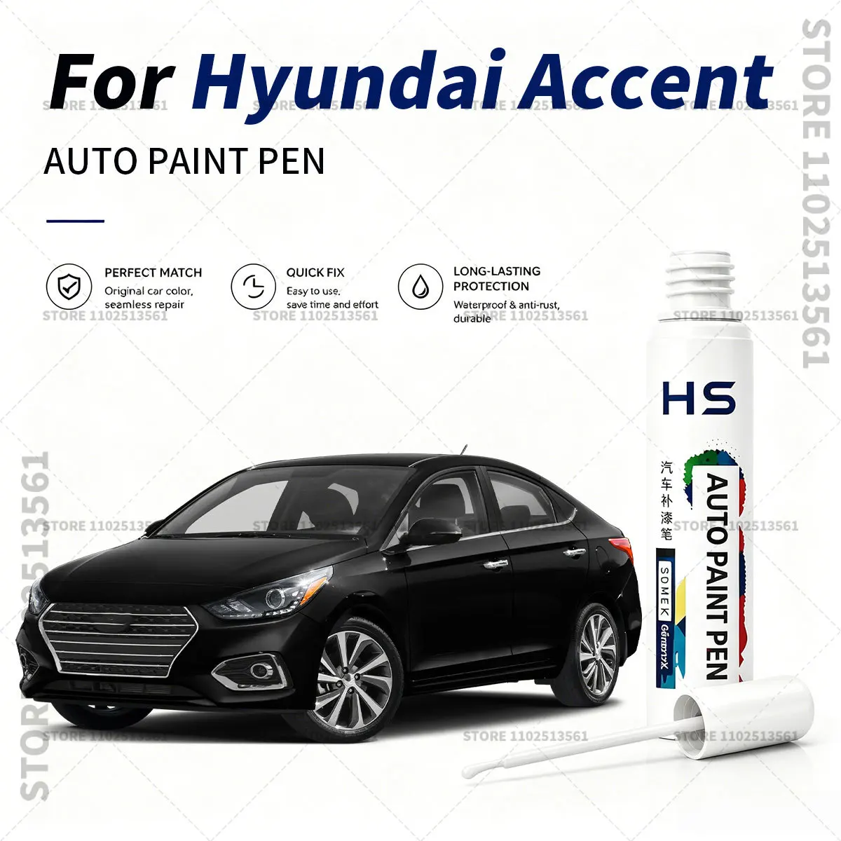 Car Paint Repair Pen Restores Original Factory Paint Finish For Hyundai Accent Admiral blue Fost white Absolute black silver
Car Paint Repair Pen Restores Original Factory Paint Finish For Hyundai Accent Admiral blue Fost white Absolute black silver