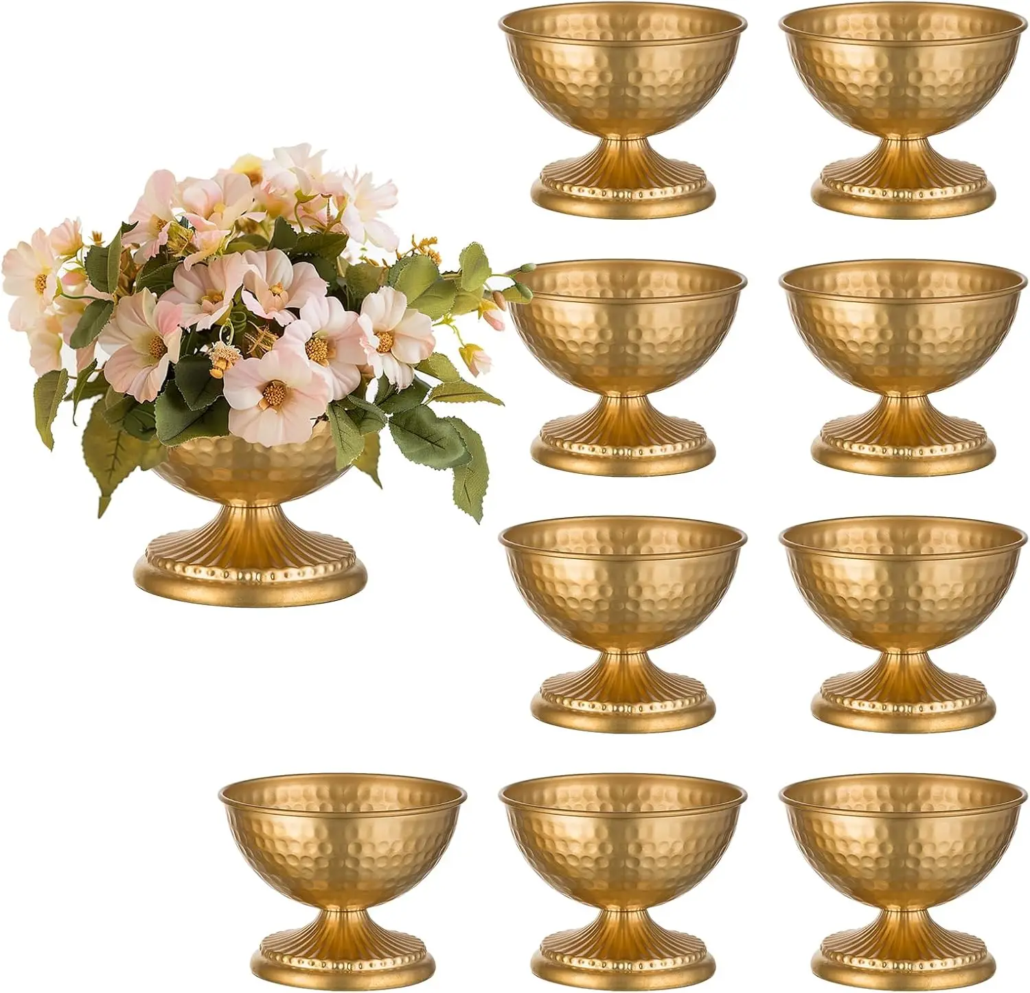 Gold Urn Vase Set of 10 - Vintage Metal Centerpieces for Wedding Table Decor, Hammered Vase for Artificial Flowers, Birthday Party Christmas Anniversary
Gold Urn Vase Set of 10 - Vintage Metal Centerpieces for Wedding Table Decor, Hammered Vase for Artificial Flowers, Birthday Party Christmas Anniversary