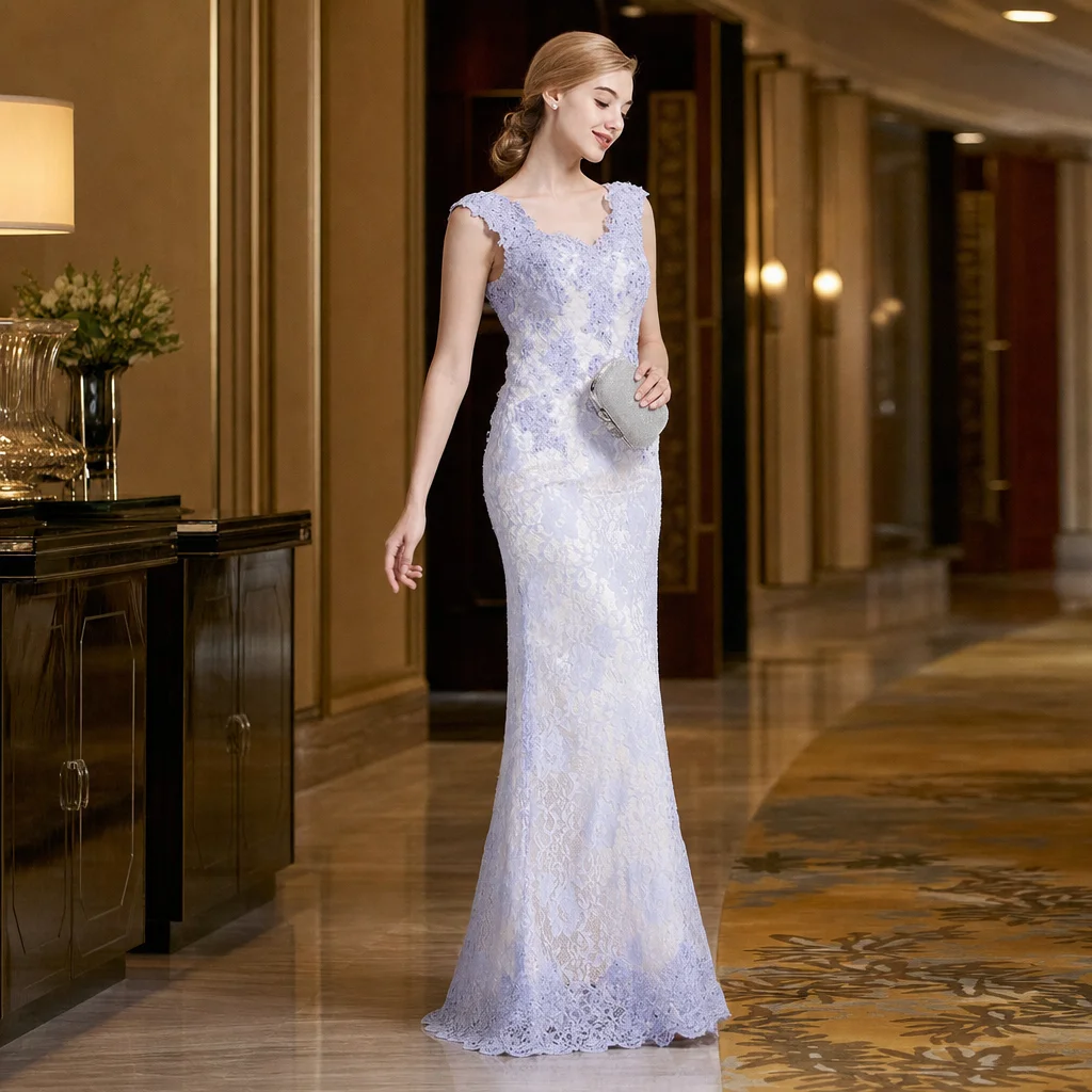 Charming Fashion Mermaid Bridesmaid Evening Dress 2026 V Neck Sleeveless Floor Length Lace With Sequins Appliqued
Charming Fashion Mermaid Bridesmaid Evening Dress 2026 V Neck Sleeveless Floor Length Lace With Sequins Appliqued