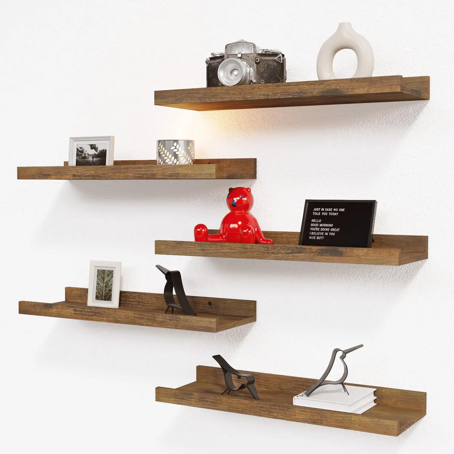 5 Set Floating Shelves for Wall Decor, Wall Mounted Book Shelf, Nursery Shelves Picture Ledge Shelf with Lip for Storag
5 Set Floating Shelves for Wall Decor, Wall Mounted Book Shelf, Nursery Shelves Picture Ledge Shelf with Lip for Storag