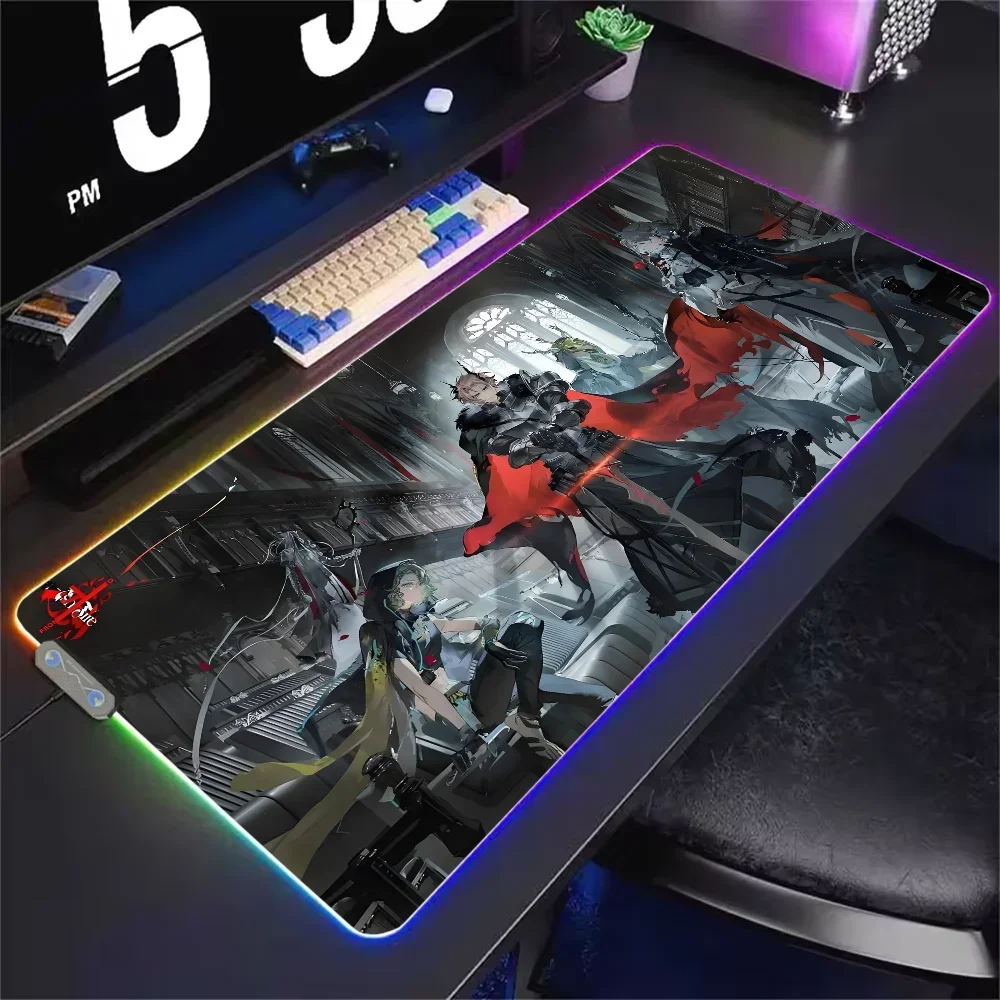Game A-Arknights Mouse Pad RGB LED Light Non-Slip Rubber Base Waterproof Office PC Desk-Mat USB Large Game Home Best Price