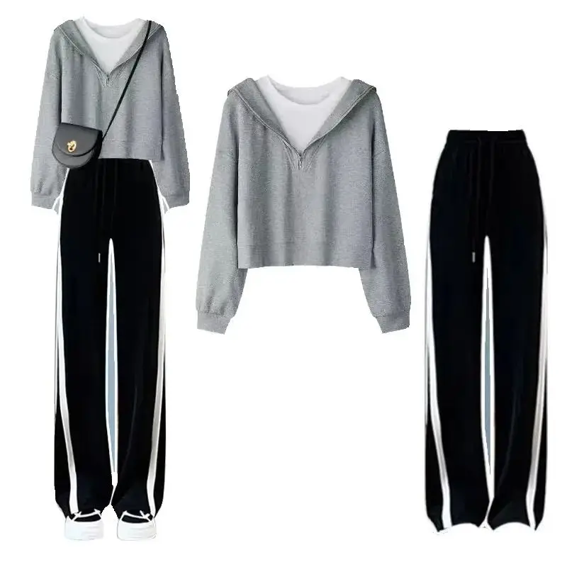 Модный комплект спортивной одежды для женщин, свободная толстовка с круглым вырезом, повседневные брюки из двух предметов, весна-осень, новый стиль
Модный комплект спортивной одежды для женщин, свободная толстовка с круглым вырезом, повседневные брюки из двух предметов, весна-осень, новый стиль