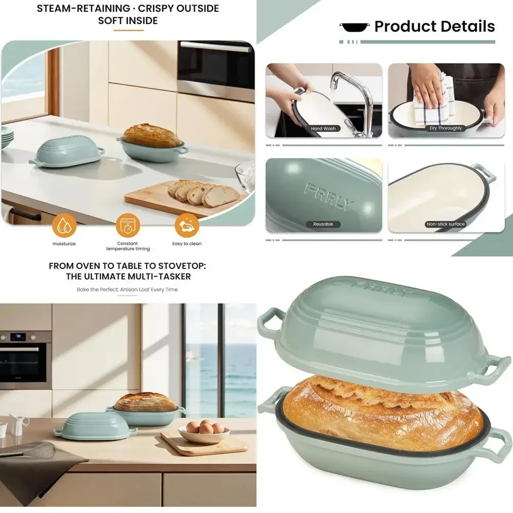 Oval Enamel-Coated Cast Iron Dutch Oven, 9x5.85, Ideal for Sourdough Bread & Meatloaf, 2.8 QT, Oven Safe with Lid
Oval Enamel-Coated Cast Iron Dutch Oven, 9x5.85, Ideal for Sourdough Bread & Meatloaf, 2.8 QT, Oven Safe with Lid