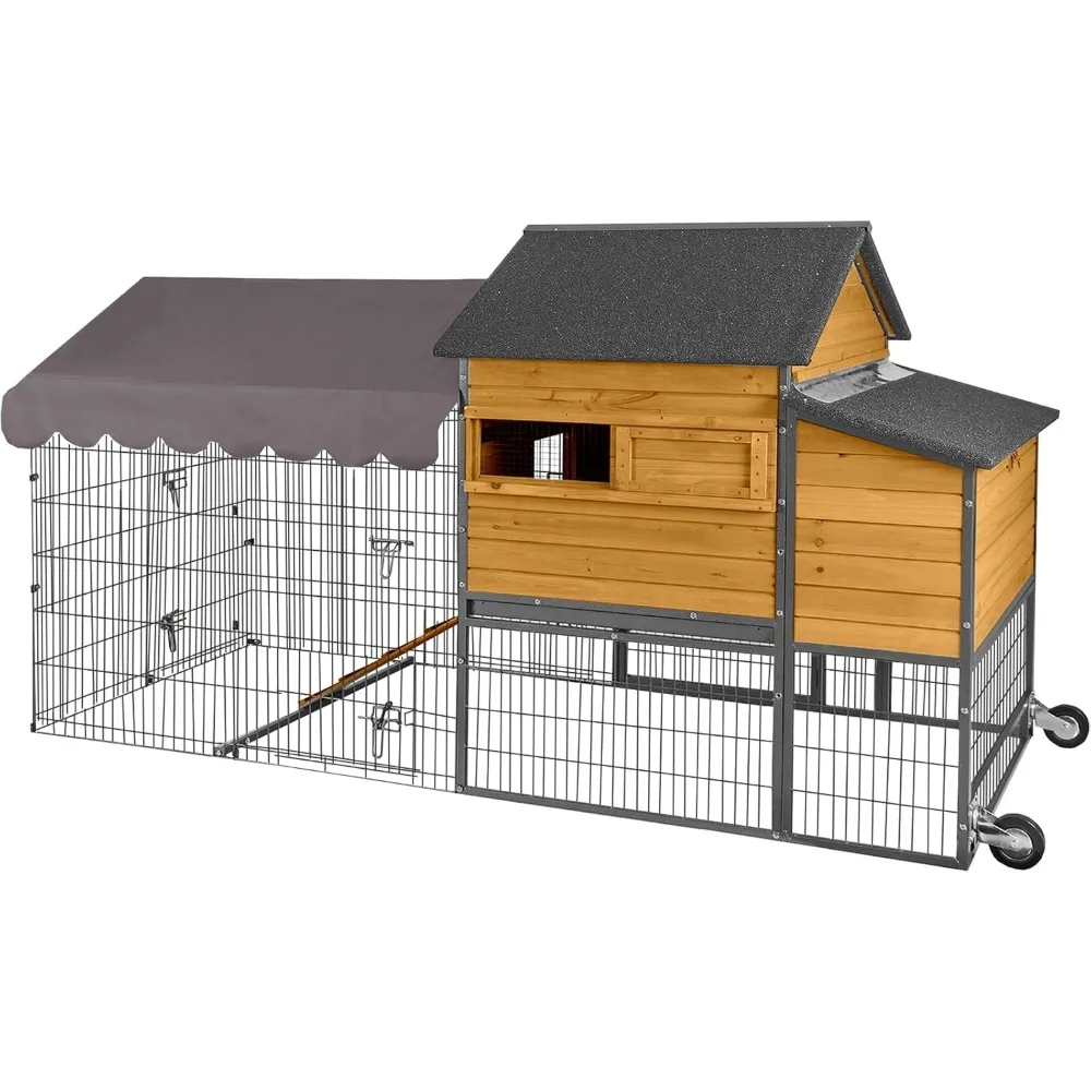 Large Chicken Coop All-Iron Frame Hen House Mobile Poultry Cage with Nesting Box,Metal Run,Waterproof Rain Cover Duck Coop, 85"
Large Chicken Coop All-Iron Frame Hen House Mobile Poultry Cage with Nesting Box,Metal Run,Waterproof Rain Cover Duck Coop, 85"
