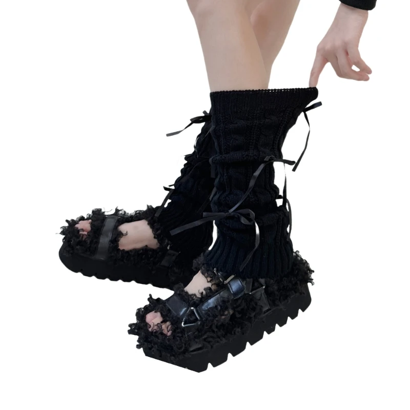 Ladies Elegant Cable Knitted Leg Warmers Aesthetic Long Socks with Sweet Ribbon Bowknot Japanese Boot Covers Cuffs
Ladies Elegant Cable Knitted Leg Warmers Aesthetic Long Socks with Sweet Ribbon Bowknot Japanese Boot Covers Cuffs